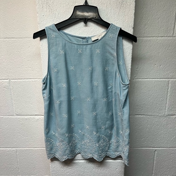 LOFT Tops - LOFT Light Blue Embroidered Blouse. Small